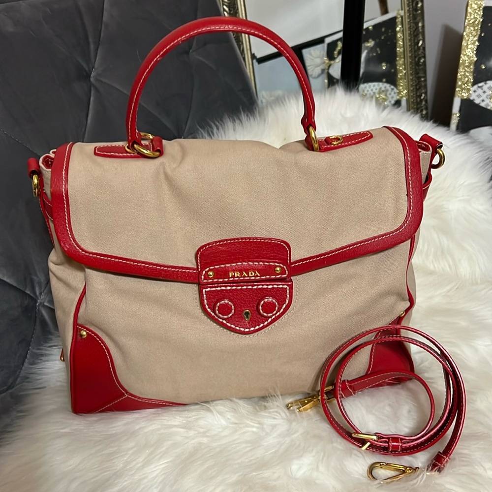 Prada Canvass Cinghiale with Trimmed Canapa Handles